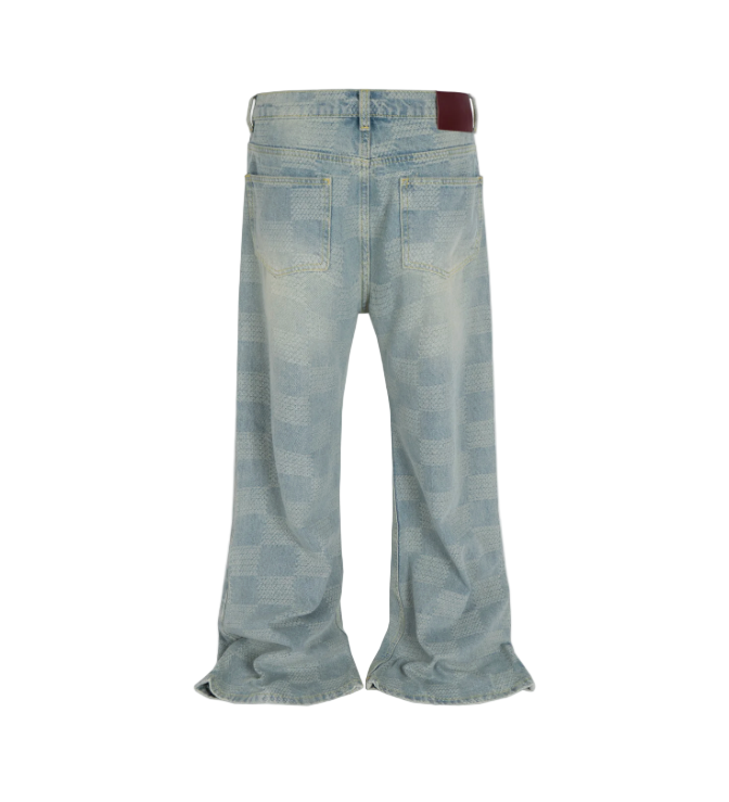 AZUL CHECKERED FLARE DENIM